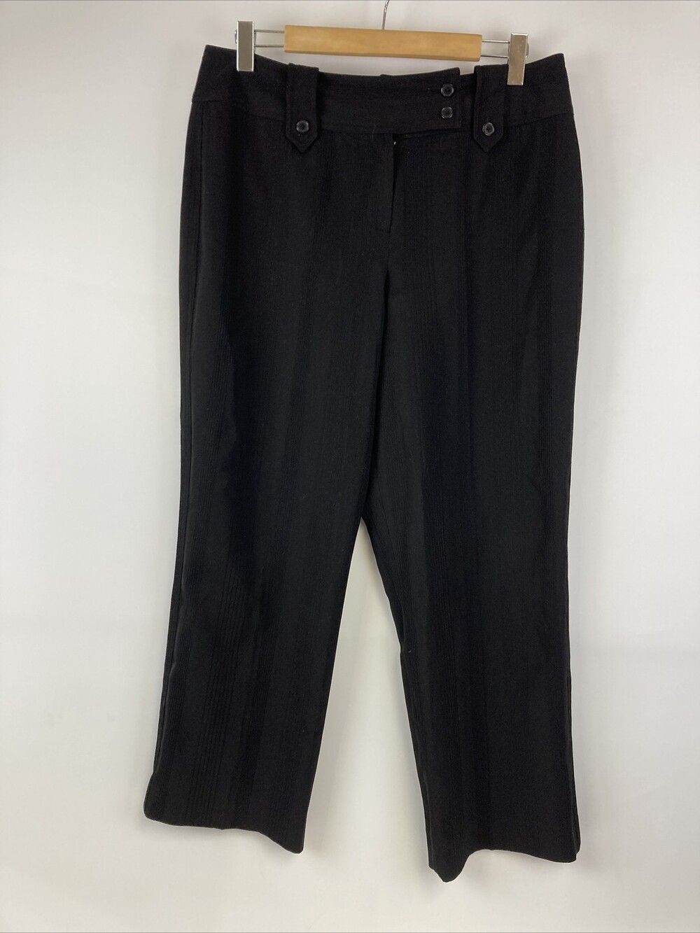 Larry Levine Women 12 Stretch Black Flat Front Dress Business Career Casual Pant